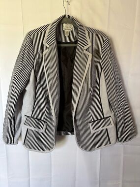 Jessica London Black and White Striped Blazer - Size 16